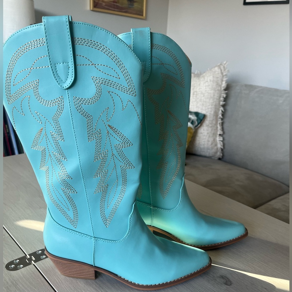 Madden Girl Turquoise Western Heeled Boots